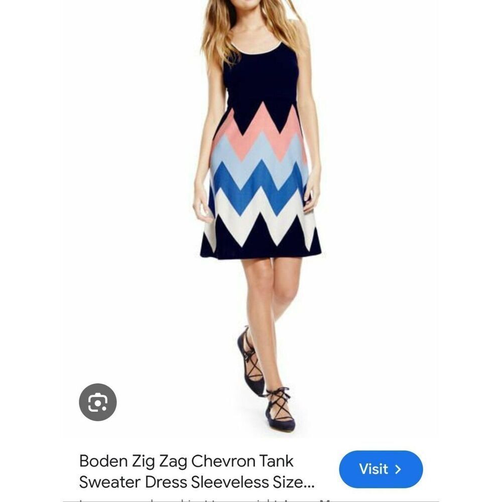 Chevron Tank Dress with Navy, Pink, Light Blue & White Colorblock